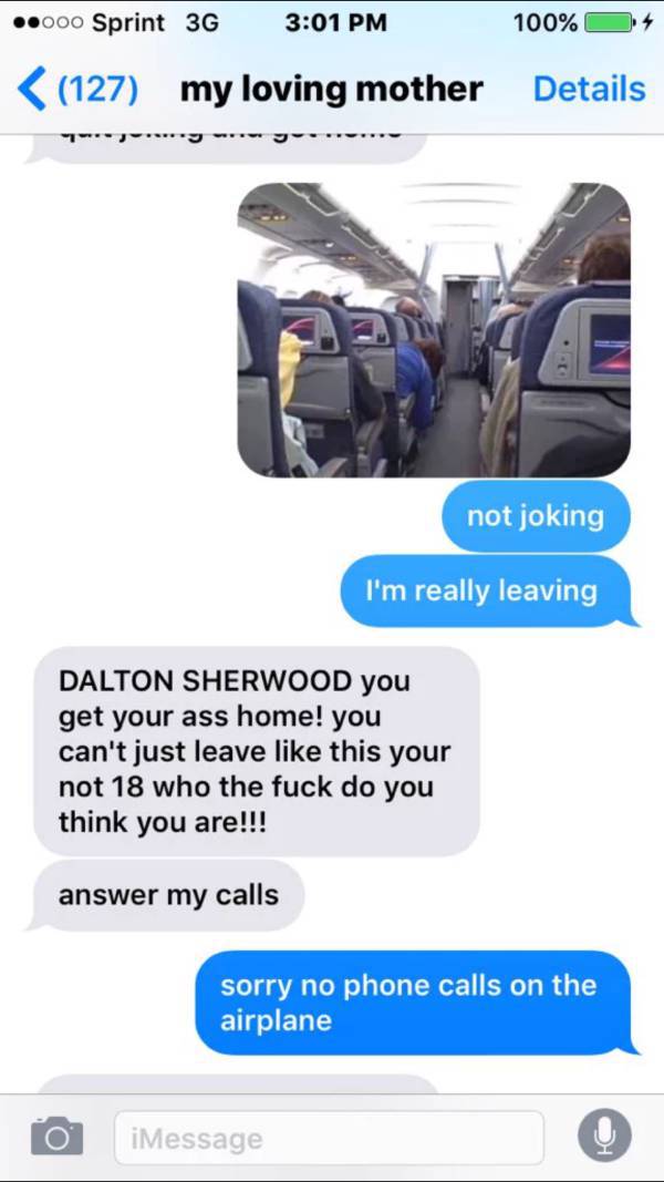 Son Tricks His Mom Into Thinking He's Flying To New York City (3 pics)