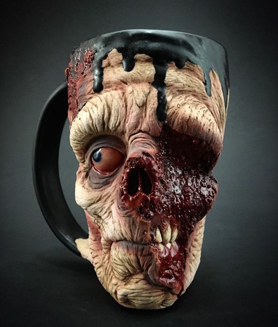 Now You Can Enjoy A Cup Of Coffee As You Drink It From A Zombie Head (10 pics)