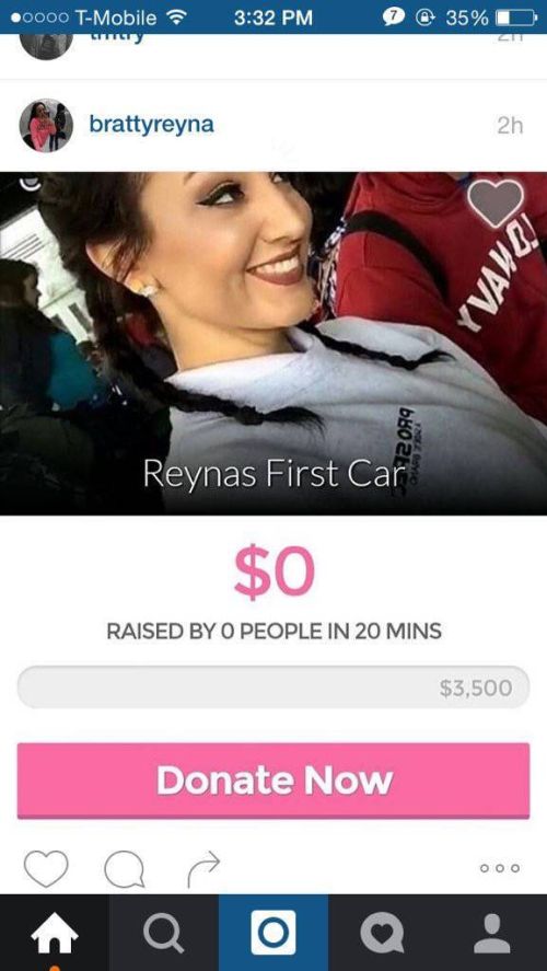 Girl Gets Ripped On After Starting A GoFundMe Page To Pay For Her New Car (4 pics)