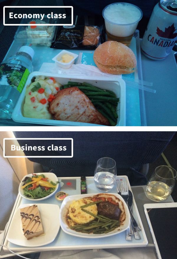 The Difference Between Airline Food In First Class Vs. Economy (19 pics)