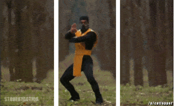 Mortal Kombat Characters Face Off Against People In Real Life (14 gifs)