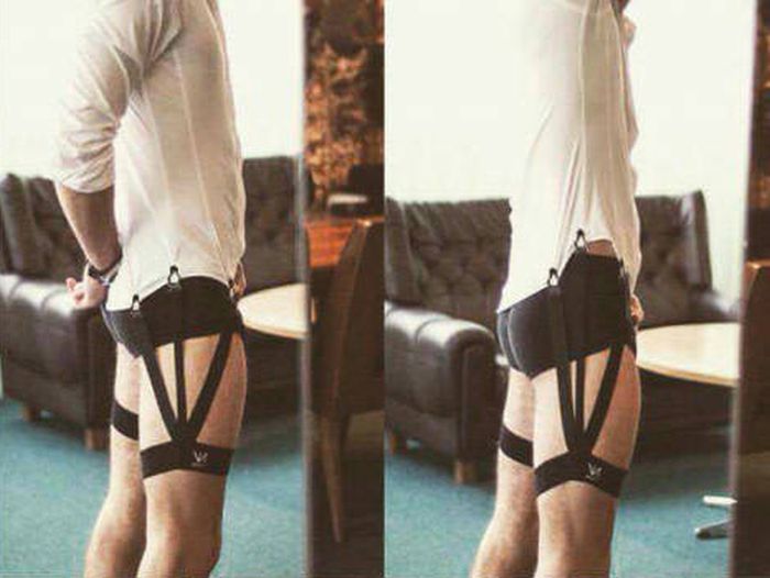 A Designer Invented A Garter Belt For Men's Dress Shirts (3 pics)