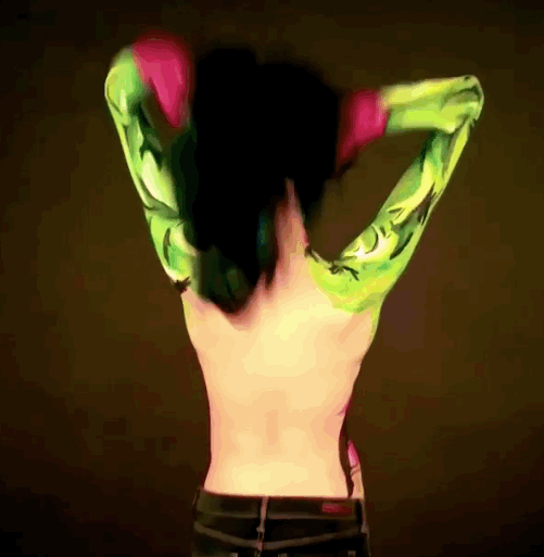 Model Transforms Herself Into Comic Book Characters Using Body Paint (12 gifs)