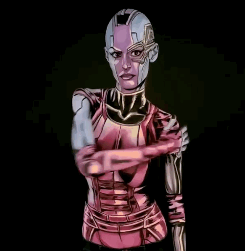 Model Transforms Herself Into Comic Book Characters Using Body Paint (12 gifs)