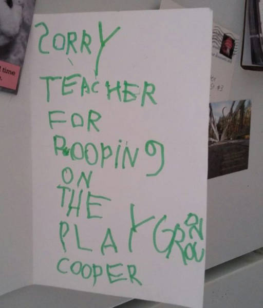 Innocent Kids Who Had No Idea They Were Writing Offensive Notes (30 pics)