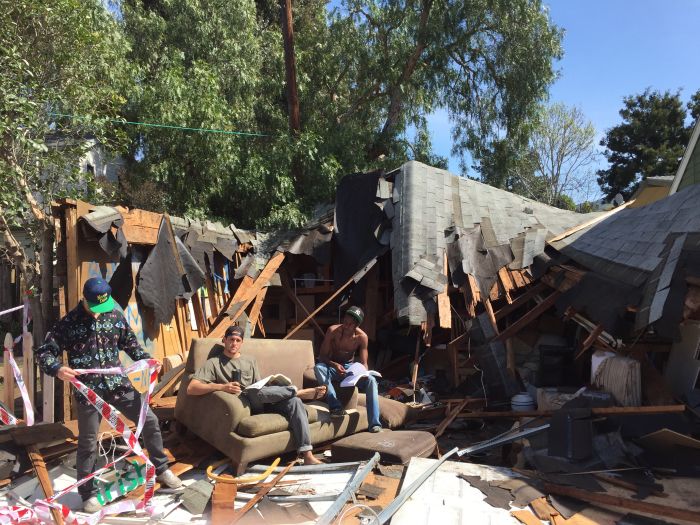 Garage Collapses Due To Too Many People Partying On The Roof (4 pics + video)
