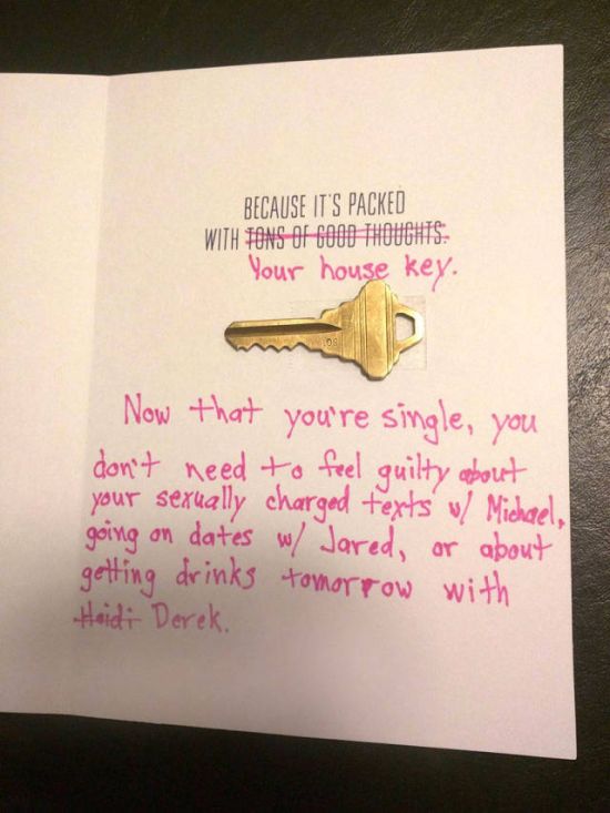 Guy Uses A Clever Card To Dump His Cheating Girlfriend (4 pics)