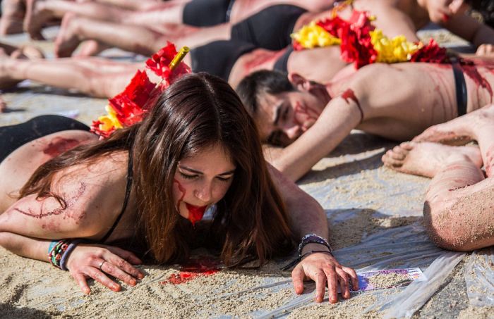 Animals Rights Activists Protest Bullfighting In Madrid (11 pics)