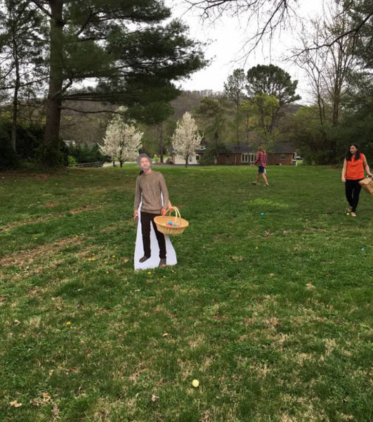A Son Sent His Mom A Cardboard Cutout Of Himself And She Took It Everywhere (11 pics)