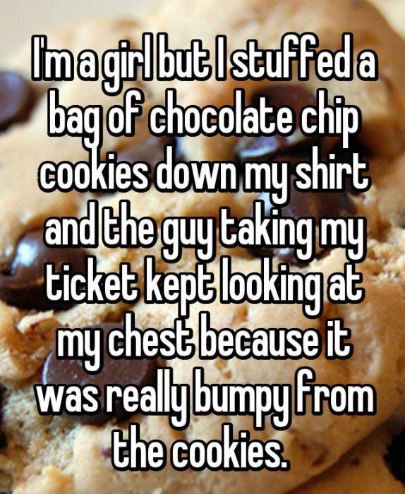 Whisper Users Reveal Their Methods For Sneaking Food Into A Movie Theater (17 pics)