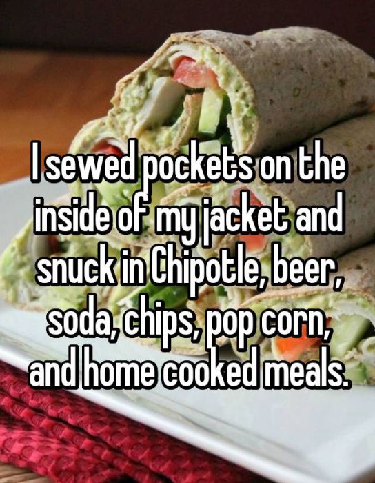 Whisper Users Reveal Their Methods For Sneaking Food Into A Movie Theater (17 pics)