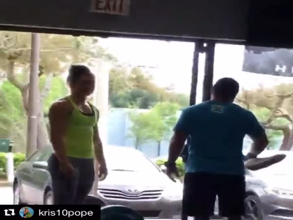Girl Working Out Destroys The Gym