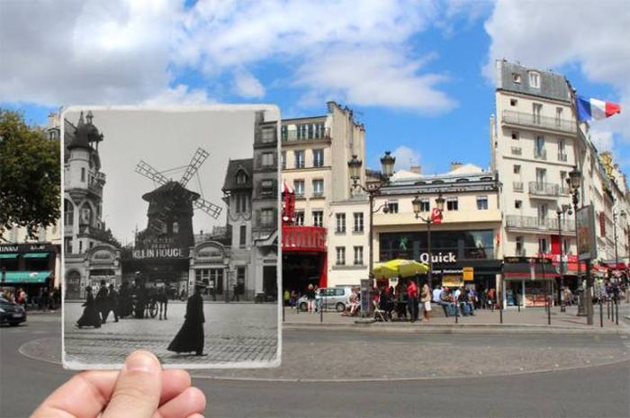 Old Photos Of Paris Meet New Photos In This Interesting Look At History (16 pics)