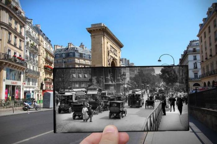 Old Photos Of Paris Meet New Photos In This Interesting Look At History (16 pics)