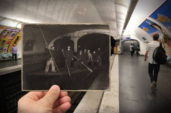 Old Photos Of Paris Meet New Photos In This Interesting Look At History (16 pics)