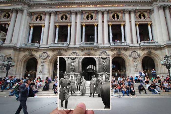 Old Photos Of Paris Meet New Photos In This Interesting Look At History (16 pics)