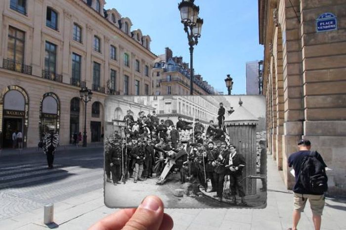 Old Photos Of Paris Meet New Photos In This Interesting Look At History (16 pics)