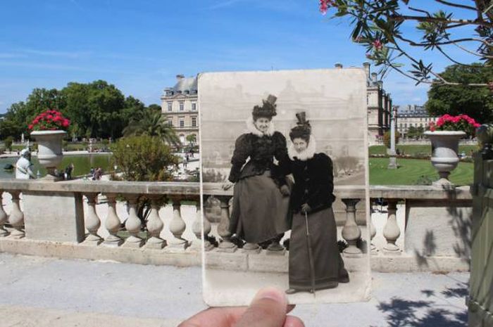 Old Photos Of Paris Meet New Photos In This Interesting Look At History (16 pics)