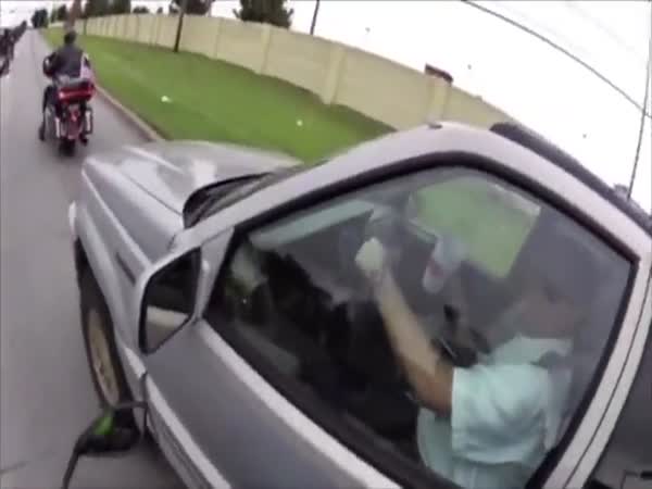 Road Rager Gets Instant Karma After Cutting Off Motorcyclists During Police Escorted Ride