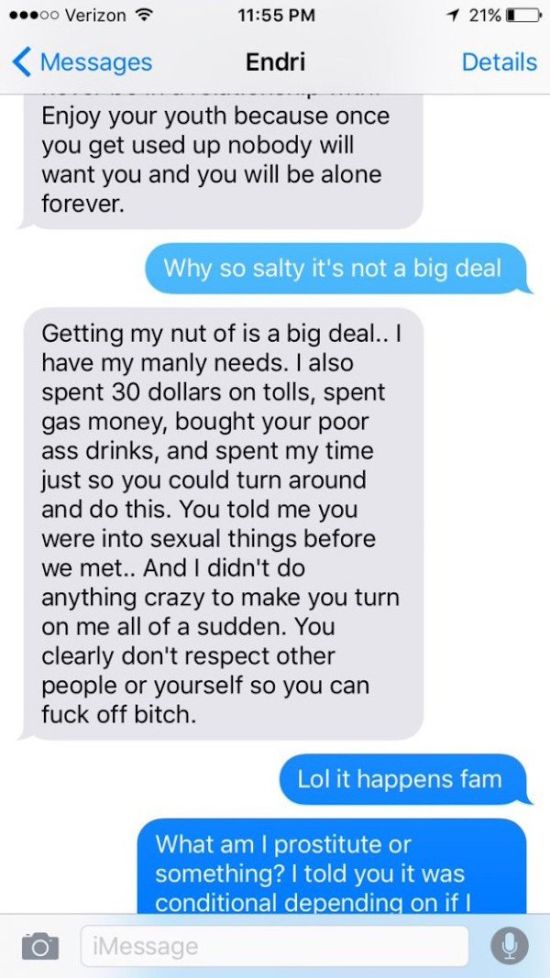 Guy Freaks Out On His Tinder Date Because She Refused To Hook Up With Him (4 pics)
