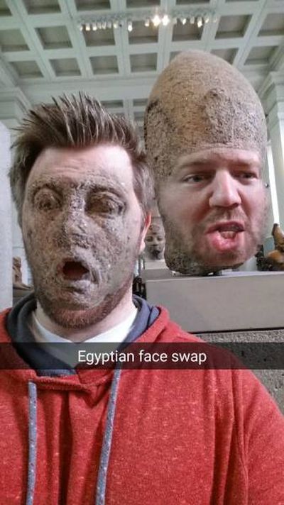 Guy Does Hilariously Creepy Face Swaps With Statues In A Museum (11 pics)