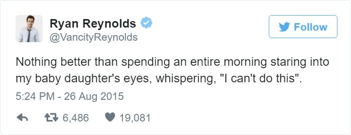 Ryan Reynolds' Twitter Page Is Filled With Hilarious Tweets About His Daughter (11 pics)