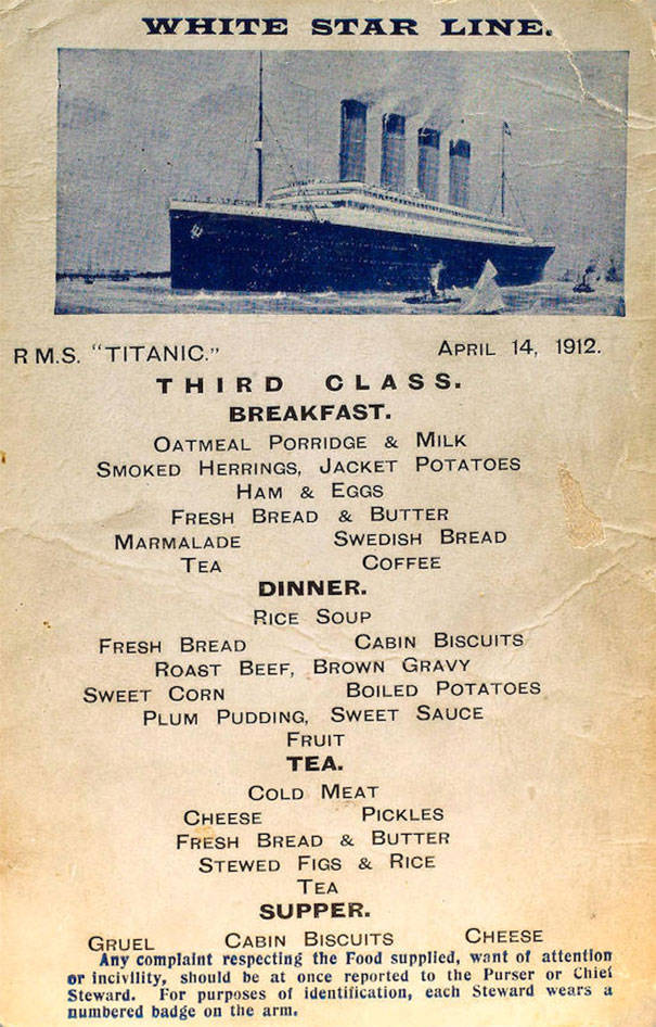 Menus From The Titanic Show Food Selections For All The Passengers On Board (7 pics)