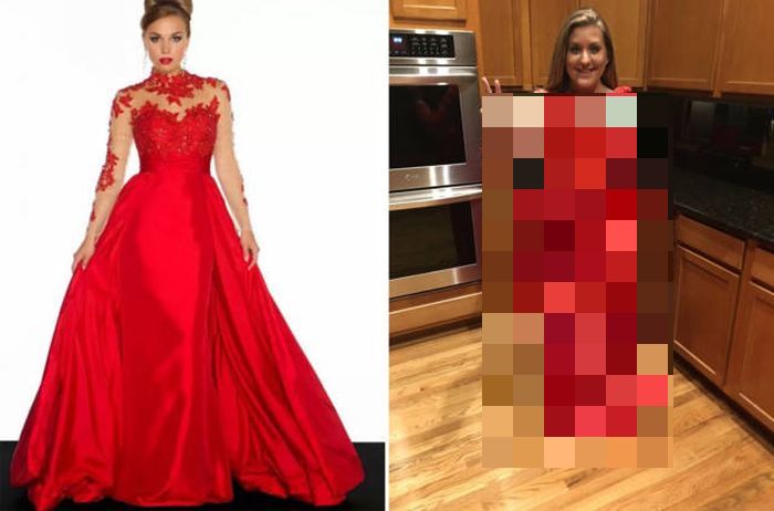 Girl Makes The Mistake Of Buying Her Prom Dress Online (3 pics)