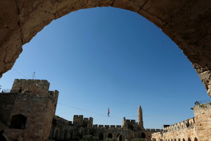 American Walks Across A Tightrope At Jerusalem's Tower Of David (11 pics)