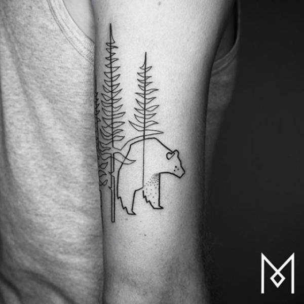 Incredible Tattoos That Were Created Using A Single Continuous Line (26 pics)