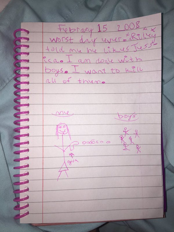 Girl Finds Hilariously Angsty Diary From When She Was 7 (3 pics)