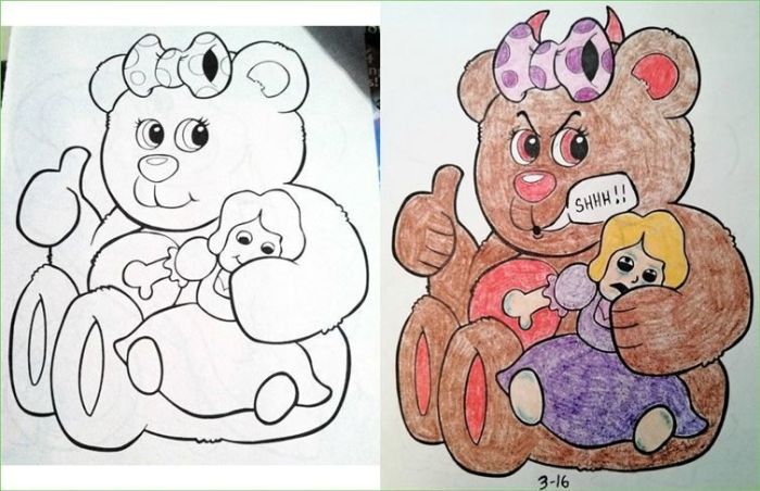 Children's Coloring Books That Were Violated By Adults (24 pics)