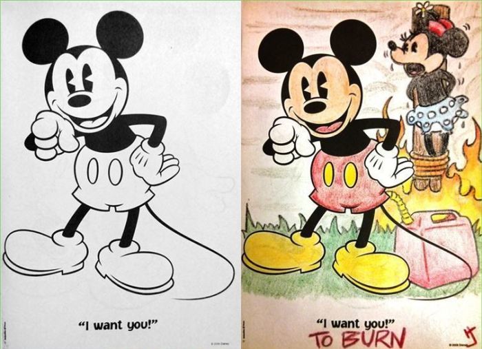 Children's Coloring Books That Were Violated By Adults (24 pics)