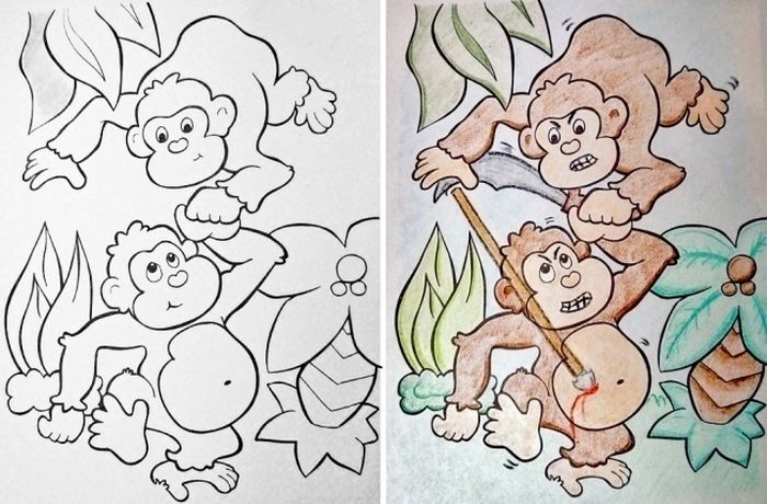 Children's Coloring Books That Were Violated By Adults (24 pics)