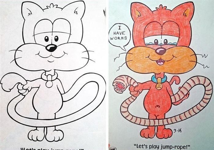 Children's Coloring Books That Were Violated By Adults (24 pics)