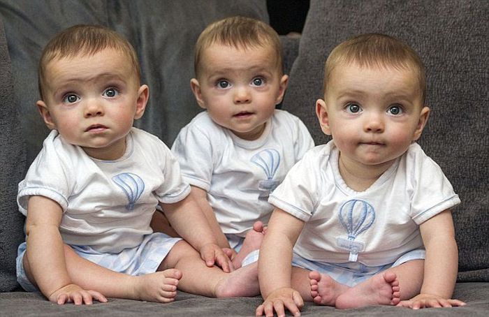 Mom Has Her Hands Full With Genetically Identical Triplets (5 pics)