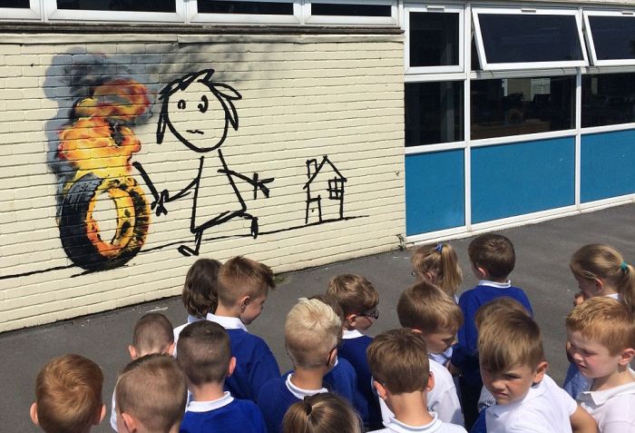 Banksy Paints Special Mural At Bridge Farm Primary School (5 pics)