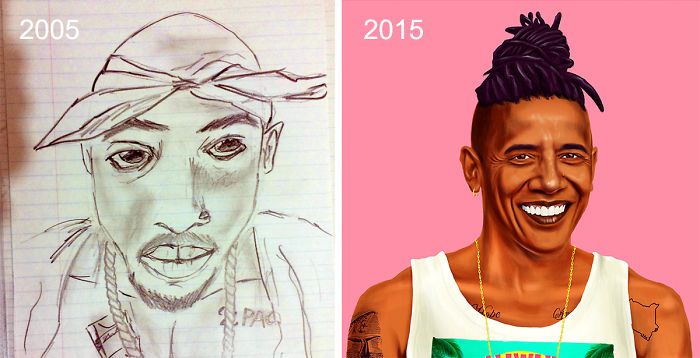 Before And After Drawings Show How Artists Progress Over Time (25 pics)
