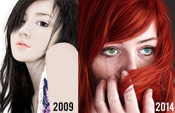Before And After Drawings Show How Artists Progress Over Time (25 pics)