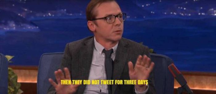 Simon Pegg Pulled An Outrageous Prank On All His Twitter Followers (9 pics)