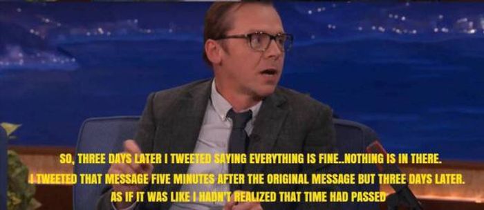 Simon Pegg Pulled An Outrageous Prank On All His Twitter Followers (9 pics)