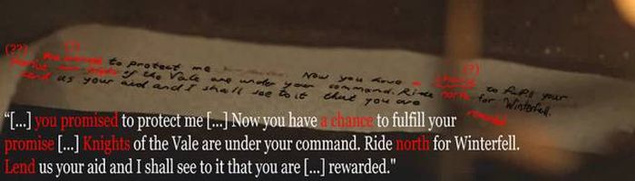 A Game Of Thrones Fan Has Deciphered Sansa Stark's Letter (6 pics)