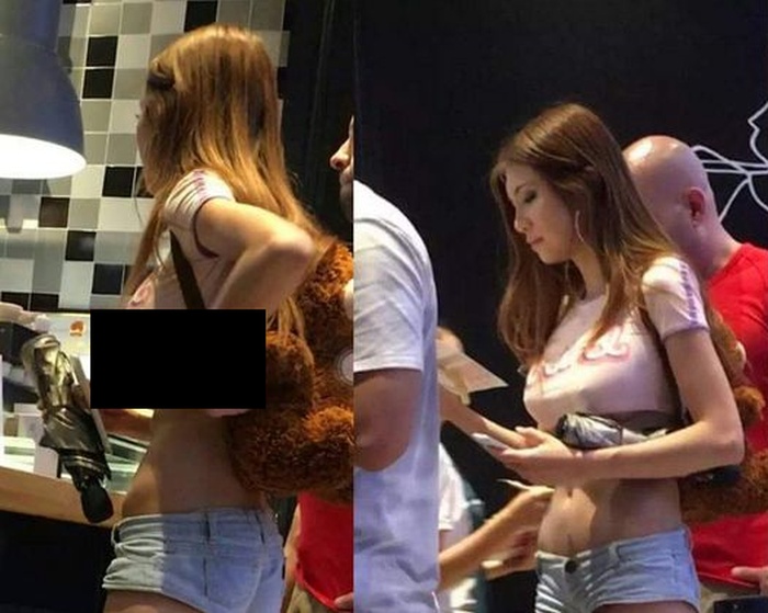 Chinese Girl Shows Off Some Serious Underboob In Public (5 pics)
