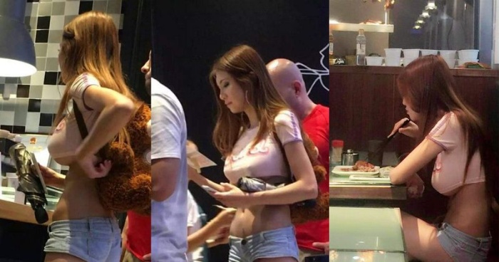 Chinese Girl Shows Off Some Serious Underboob In Public (5 pics)