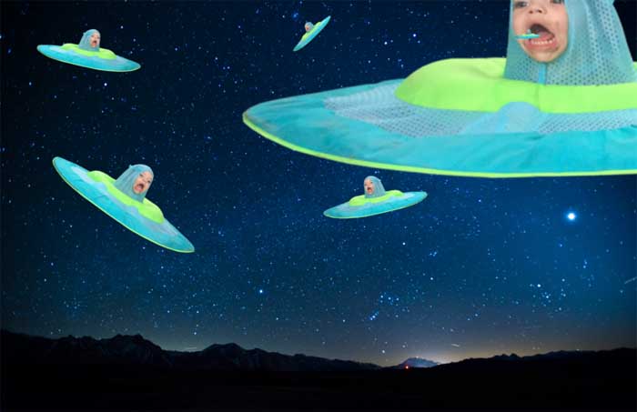 Kid With Toy Water Raft On His Head Gets Turned Into A Photoshop Masterpiece (10 pics)