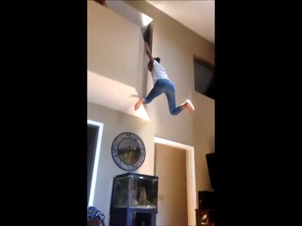 Girl Falls From Balcony Onto Fish Tank