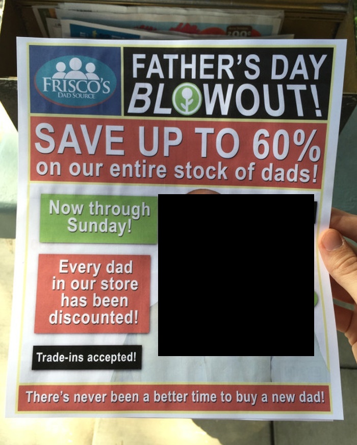 Fake Father’s Day Flyer Wants To Help You Find Your Dream Dad (2 pics)