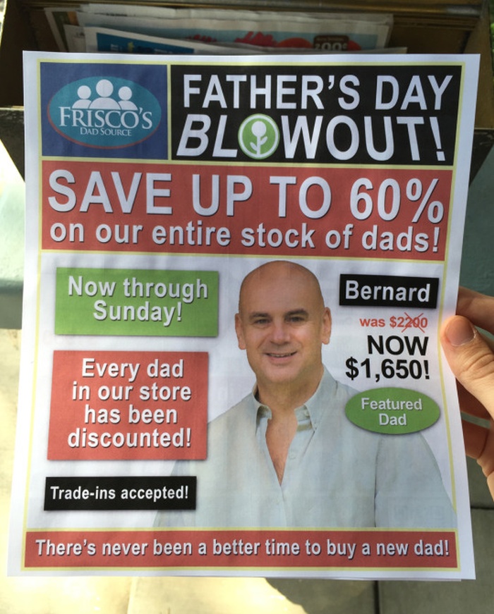 Fake Father’s Day Flyer Wants To Help You Find Your Dream Dad (2 pics)