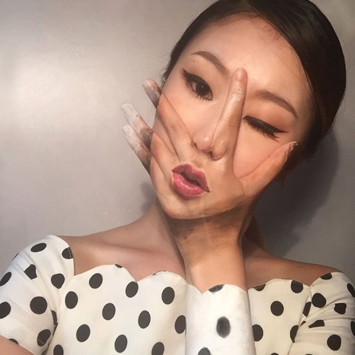 Artist Creates Optical Illusions Using Her Own Face (9 pics)