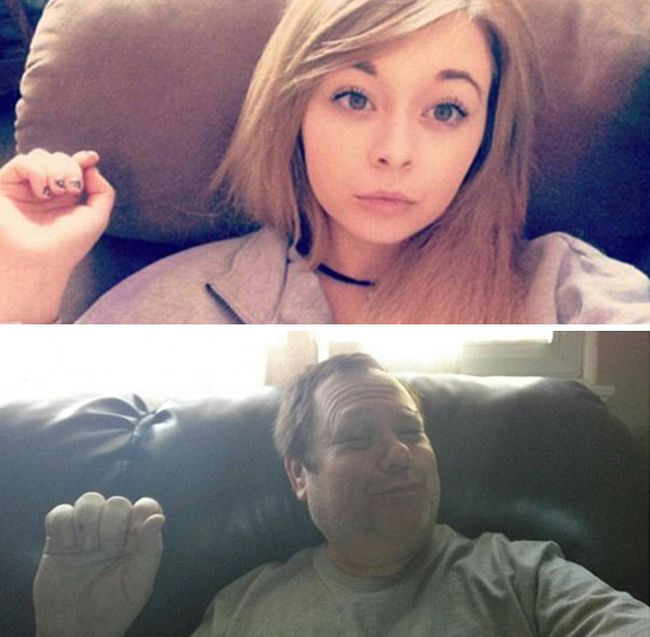 Dad Goes Out Of His Way To Troll His Daughter By Recreating Her Selfies (6 pics)